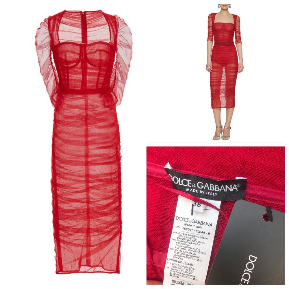 Auc New Runway D&G Bustier Ruched Chiffon Dress - Picture 14 of 14